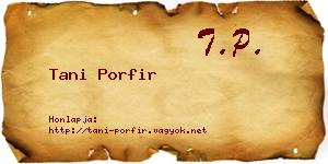 Tani Porfir névjegykártya